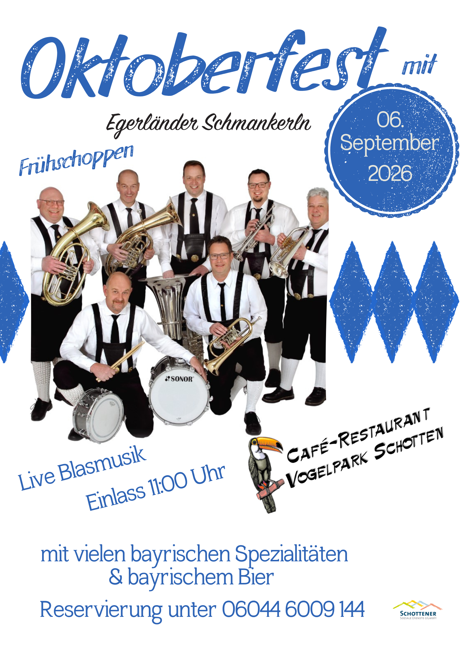 Oktoberfest-Poster in modernem Vintage-Stil in Weiß Blau - Design Oktoberfest-Poster in modernem Vintage-Stil in Weiß Blau - Design