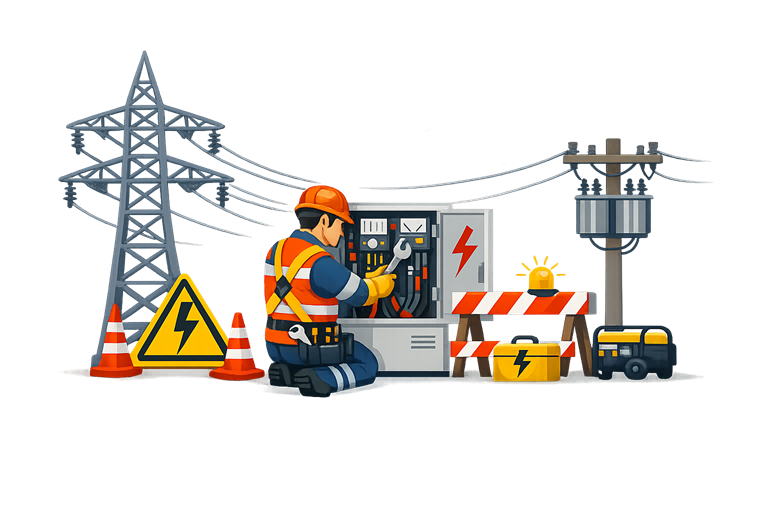 Symbolbild Wartungsarbeiten am Stromnetz