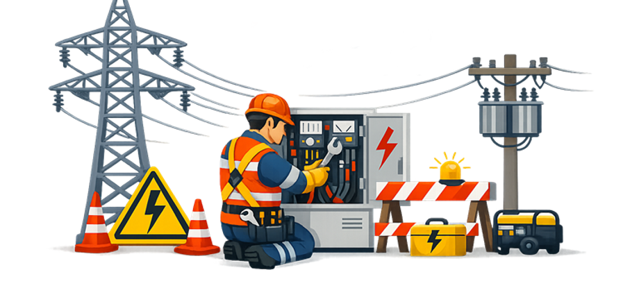 Symbolbild Wartungsarbeiten am Stromnetz